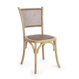 [B0743655] Sedia in legno rivestita in rattan naturale stile vintage