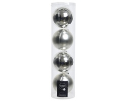 [19625722] Set  4 palline vetro natalizie argento satinato lucido cm 10