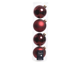 [19625724] Set  4 palline vetro natalizie rosso scuro   satinato lucido cm 10