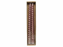 [20035932] Set 2 Candele Da 25H Cm Rosa Effetto Metallico Candela Di Natale