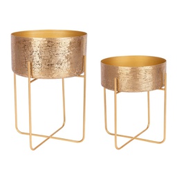[B0182954] Set 2 porta vaso oro in alluminio stile classico