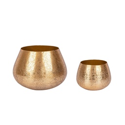[B0182970] Set 2 porta vaso oro in alluminio stile industriale