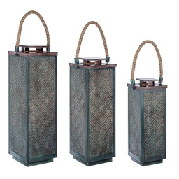 [B0141202] Set 3 lanterne in metallo stile fusion