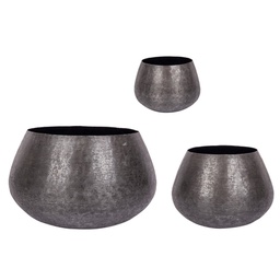 [B0182953] Set 3 porta vaso nero in alluminio stile industriale