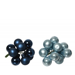 [20035912] Set di 10 Bauble Vetro Azzurro Assortite 2x D2