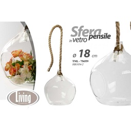 [GIC756559] 8x Sfera in vetro pensile decoupage cerimonie portapiante cm 18