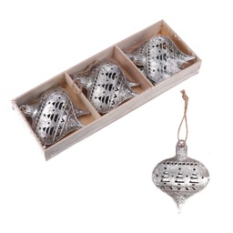[V6196970000] Sfera metallo confezione 6pz argento cm21x8h3