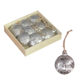 [V6197010000] Sfera metallo confezione 8pz argento cm12x12h3