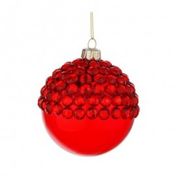 [1997617] Sfera natalizia in vetro Rosso JEWEL 8 cm pallina natale 