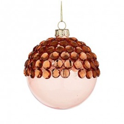 [1997611] Sfera natalizia pallina natale in vetro Salmone JEWEL 8 cm