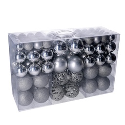 [V6162280000] Sfera plastica confezione 100 pezzi argento cmø4,6,8