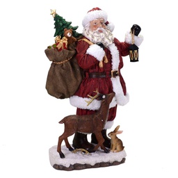[V6083820000] Statua resina babbo con renna cm33x17,7h49,5
