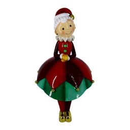[V6194300000] Statua resina signora natale seduta rosso cm17,7x18h32,2