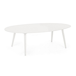 [B0662705] Tavolino bianco ovale in alluminio cm 120x75