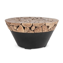 [B0680572] Tavolino in legno e acciaio stile industriale cm Ø90x45h