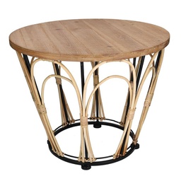 [V8039150000] Tavolino legno noce tondo cmø50