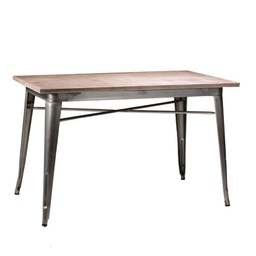 [V8032890000] Tavolo ferro bristol top in legno galvanizzato cm 160x80h76