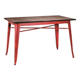 [V8032850000] Tavolo ferro bristol top in legno rossocm 160x80h76
