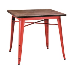[V8031900000] Tavolo ferro bristol top in legno rossocm 70x70h76