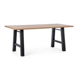 [B0732903] Tavolo nero in legno e acciaio stile industriale cm 180x90