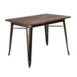 [V8031850000] Tavolo urban industrial ferro bristol top in legno marrone cm120x70h76
