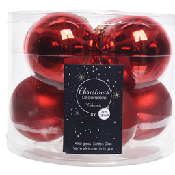 [20035544] Tubo di palline di Natale rosso Ø7 cm
