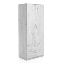 [2013689] Armadio Bianco Chelsea con 2 Ante e 2 Cassetti - 80x53x196H cm