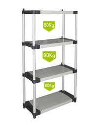 [7123C04] Scaffale in resina PVC 4 ripiani portata 80 Kg, 80x40x168 cm