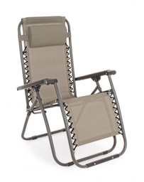 [1916047] Sedia a Sdraio Pieghevole Martin Tortora - Acciaio Trattato, Tessuto in Textilene 540gr/m2 - Misure: 65a x 176b x 80h cm