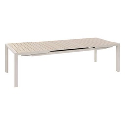 [20108545] Tavolo rettangolare Evasion 10 posti alluminio stampato effetto legno lino argilla  214x110x77 cm