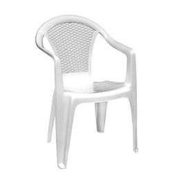 [20005332] Sedia in Resina Bianca KORA - Design Impilabile con Schienale Basso