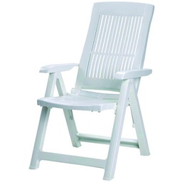 [20109021] Poltrona Pieghevole in Polipropilene Bianco Tampa - Ideale per Interno ed Esterno - Dimensioni 60P x 61L x 109H cm
