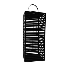 [2002416] Lanterna da giardino in metallo nero, stile moderno, 25x25 cm, h. 60/70 cm