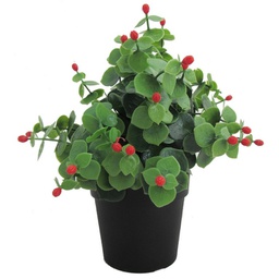 [20042599] Piantina Artificiale con Bacche Rosse - Decorazione PVC Stabilizzata UV - Diametro 9,5 x h20 cm