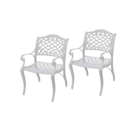 [20105067] Coppia di Sedie Bianco in alluminio pressofuso verniciato - 64x67 - H.88 cm