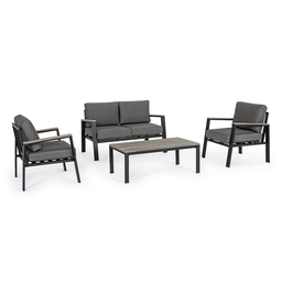 [2001671] Salotto Belmar Grigio-antracite - Poltrona 73x75x84h, Divano 132x75x84h, Tavolo 110x57x40h