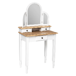 [2008896] Consolle da trucco con specchio bianco 129x66,5x39,5h cm