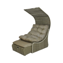 [20006678] Poltrona letto Daybed Siesta in vimini Taupe - 108x90x150 cm