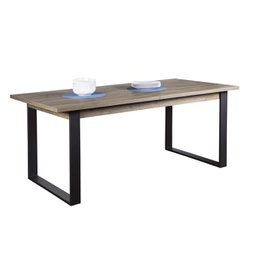 [2016347] (3c) Tavolo allungabile in legno con gambe in ferro nere, 180/240 cm Rovere