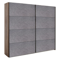 [2016353] Armadio Audace 2 ante scorrevoli Noce/grigio - 223x250x67 cm