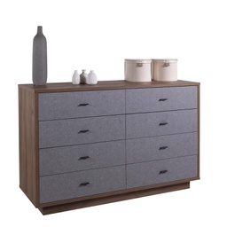 [2016354] Cassettiera Elegante con 8 Cassetti - Noce/Grigio - 138x89,50x44,40 cm