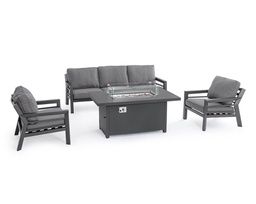 [2017892] Set 4 Pz Salotto con Cuscino Hendrix Antracite in Alluminio, Acciaio, Vetro e Poliestere