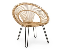 [1943148] Poltrona Esteban Naturale in Rattan e Acciaio - Design Elegante per Interni ed Esterni