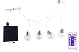 [2018187] Catena Luminosa Solare LED da Esterno - 25 Lampadine Bianco Caldo - 9.5m - Telecomando