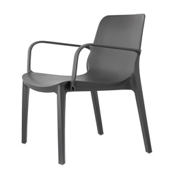 [2015521] Sedia con Braccioli Ginevra Lounge Tortora - Tecnopolimero rinforzato con Fibra di vetro - Altezza seduta 43 cm - Uso interno/esterno - Impilabile
