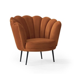 [FZ97708] Poltrona Orel in velluto ruggine Milano 09 con piedini neri H75xL75xP80