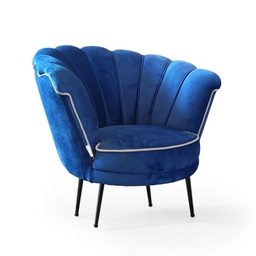[FZ98569] Poltrona Orel in velluto blue navy Milano 19 bordo bianco e piedini neri H75xL75xP80