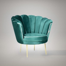 [FZ101327] Poltrona Orel in velluto verde scuro e piedini oro H76xL70xP70