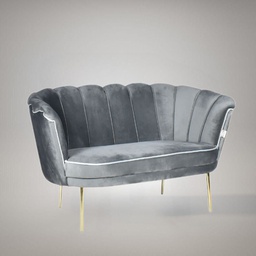 [FZ101350] Divano due posti Orel in velluto Babyface 21 grigio piedini oro H76xL130xP70