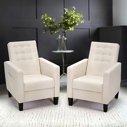 [FZ101309] Poltrona Malea recliner 4 punti massaggianti in tessuto beige H97xL69xP87